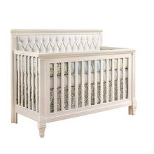 Load image into Gallery viewer, Belmont “5-in-1” Convertible Crib with Diamond Tufted Upholstered Panel in platinum - Natart - Baby Lavish